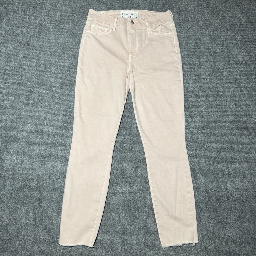 Frank & Eileen Sligo Denim Skinny Jean Pink USA Made Raw Hem Women 28 READ